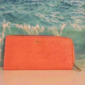 Furla Pink Orange Sunset Leather Wallet